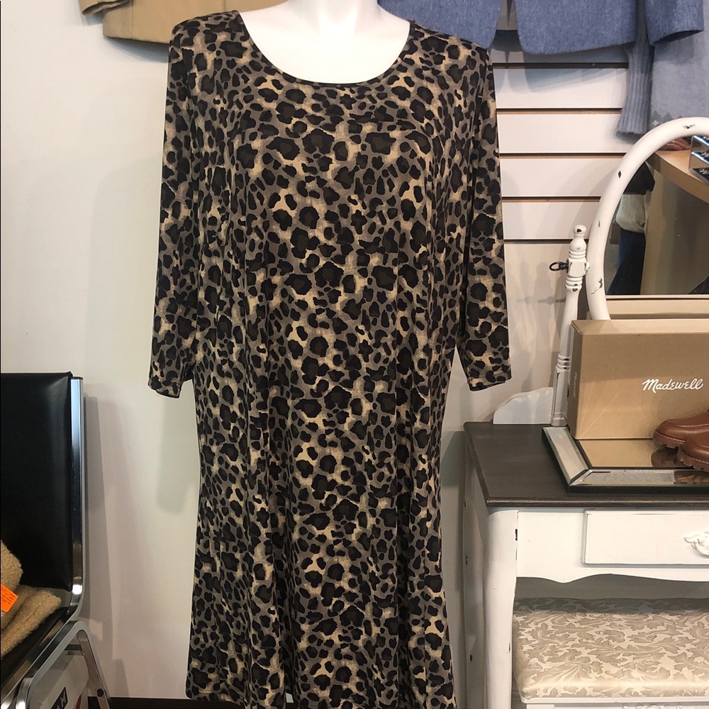 Ellos Brown Leopard Print Long Sleeve Dress